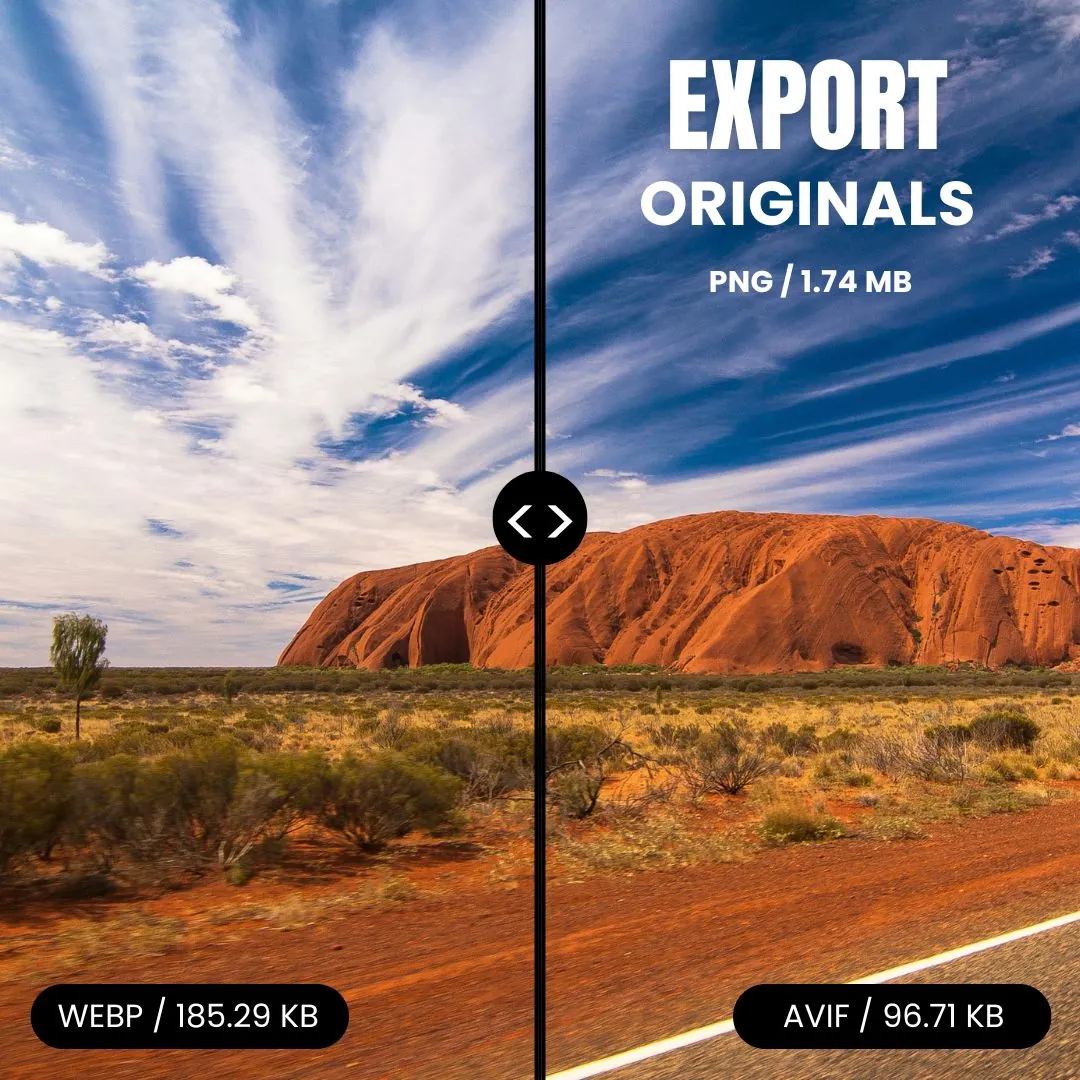 Uluru rock split image format comparison